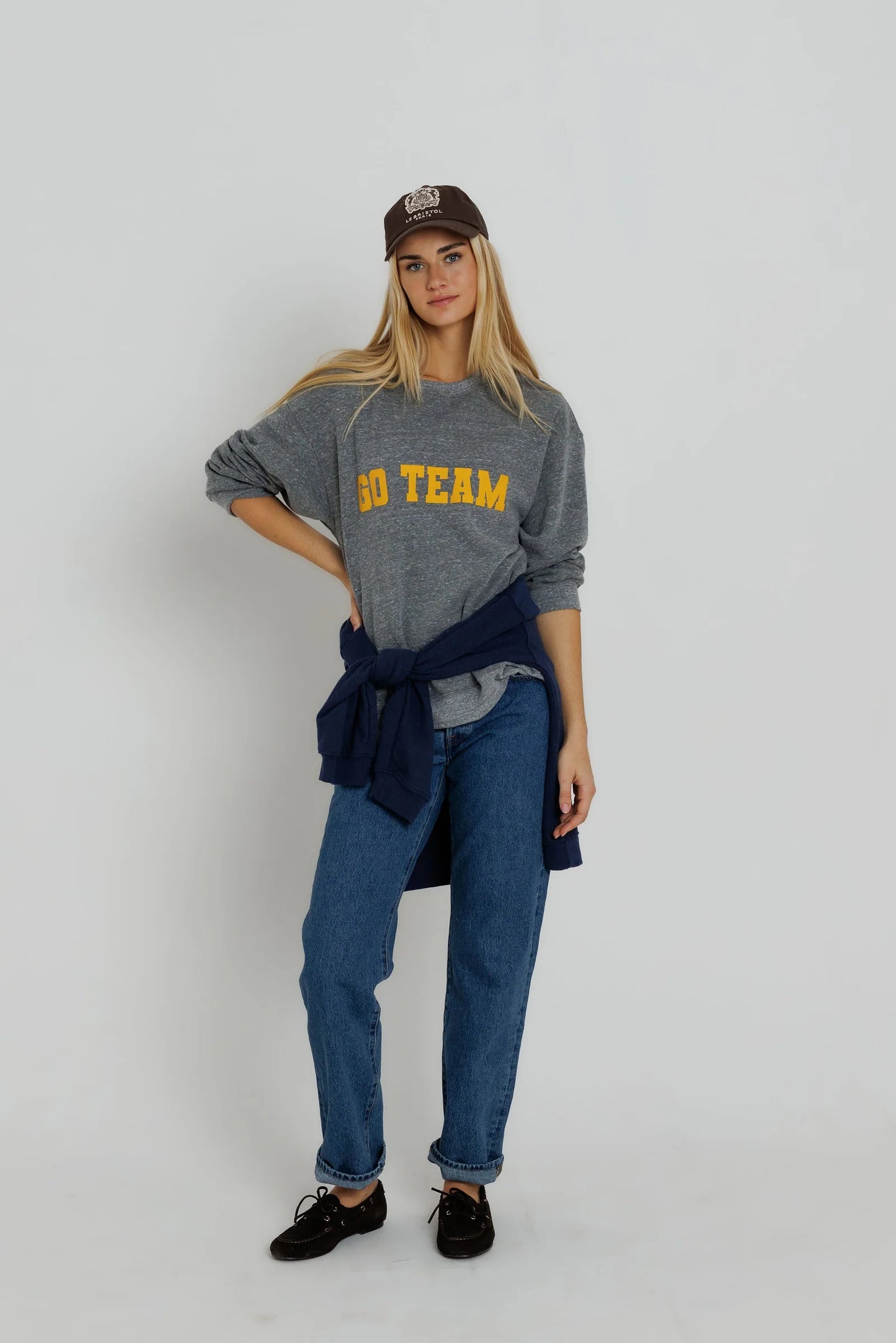 Sunny Somewhere - Go Team Oversized Crew Sweatshirt - Gold