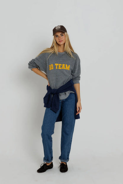 Sunny Somewhere - Go Team Oversized Crew Sweatshirt - Gold
