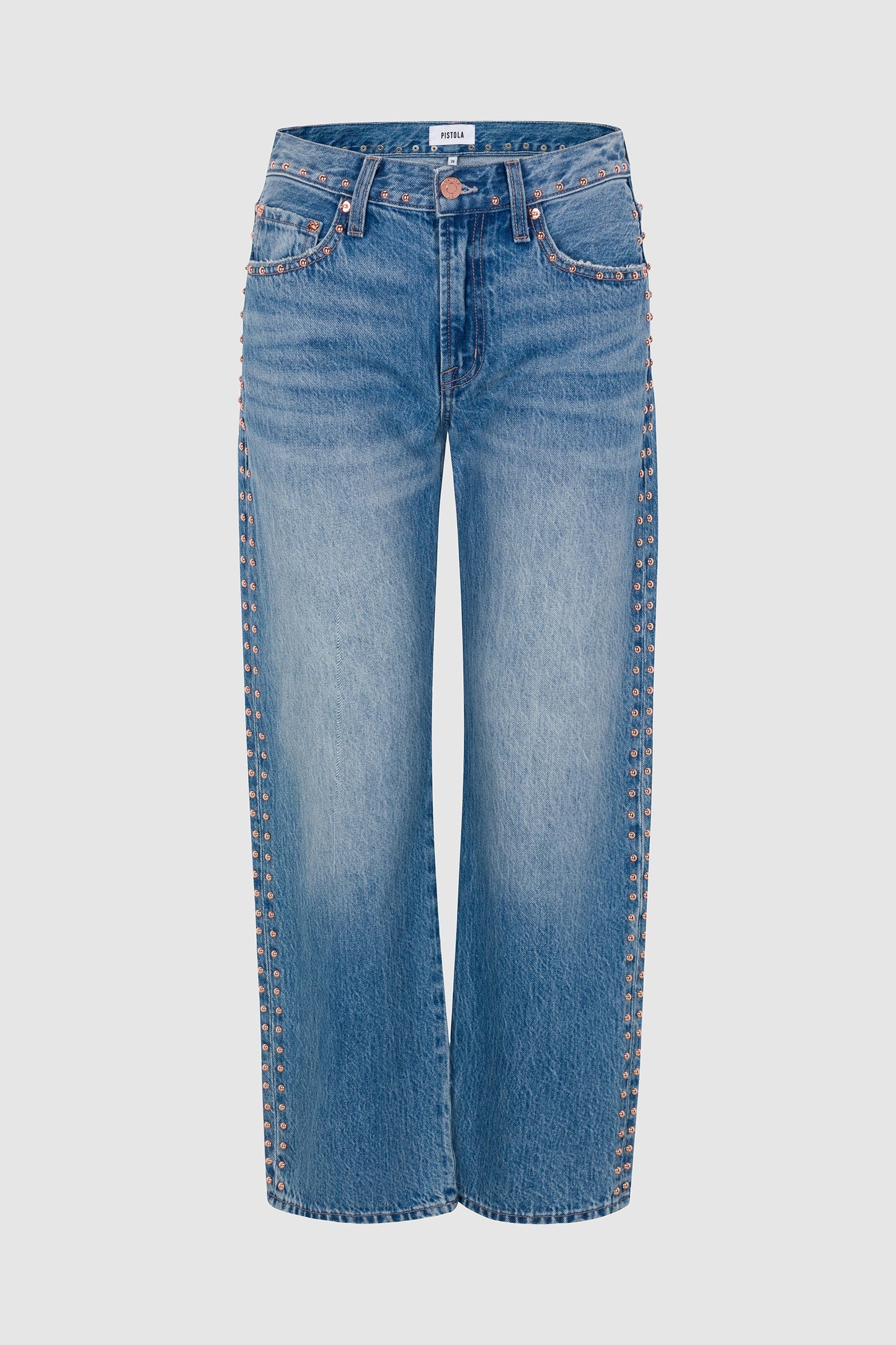 Pistola Lexi Mid-Rise Bowed Straight Jeans - Star Studded