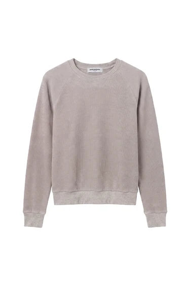 perfectwhitetee - zoe waffle crewneck raglan sweatshirt - oatmeal