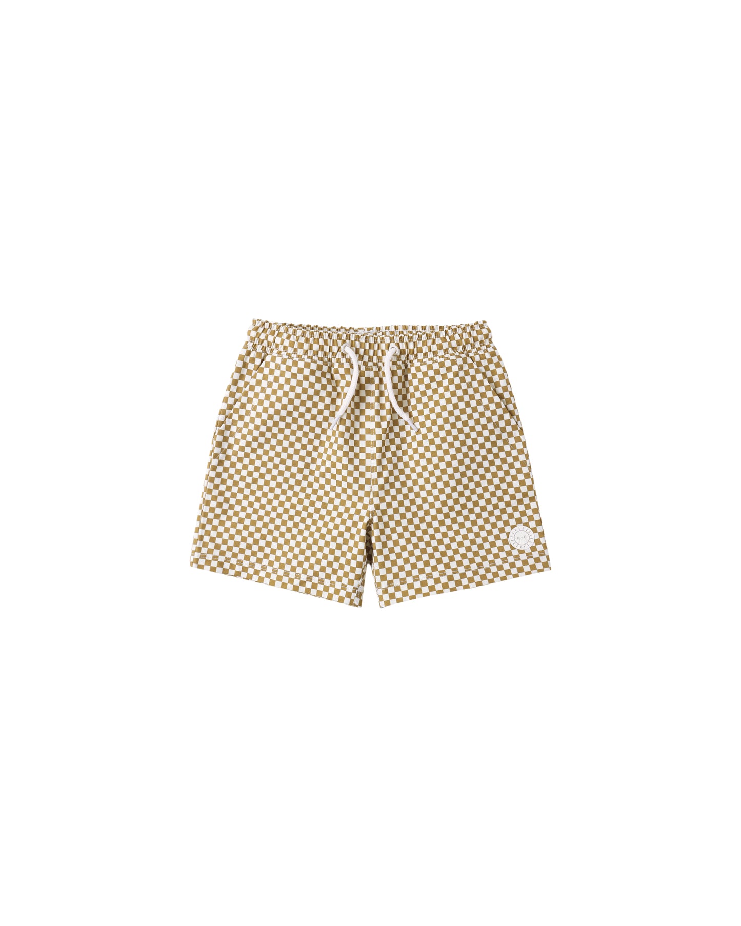 RYLEE + CRU BOYS BOARDSHORT - OCRE CHECK