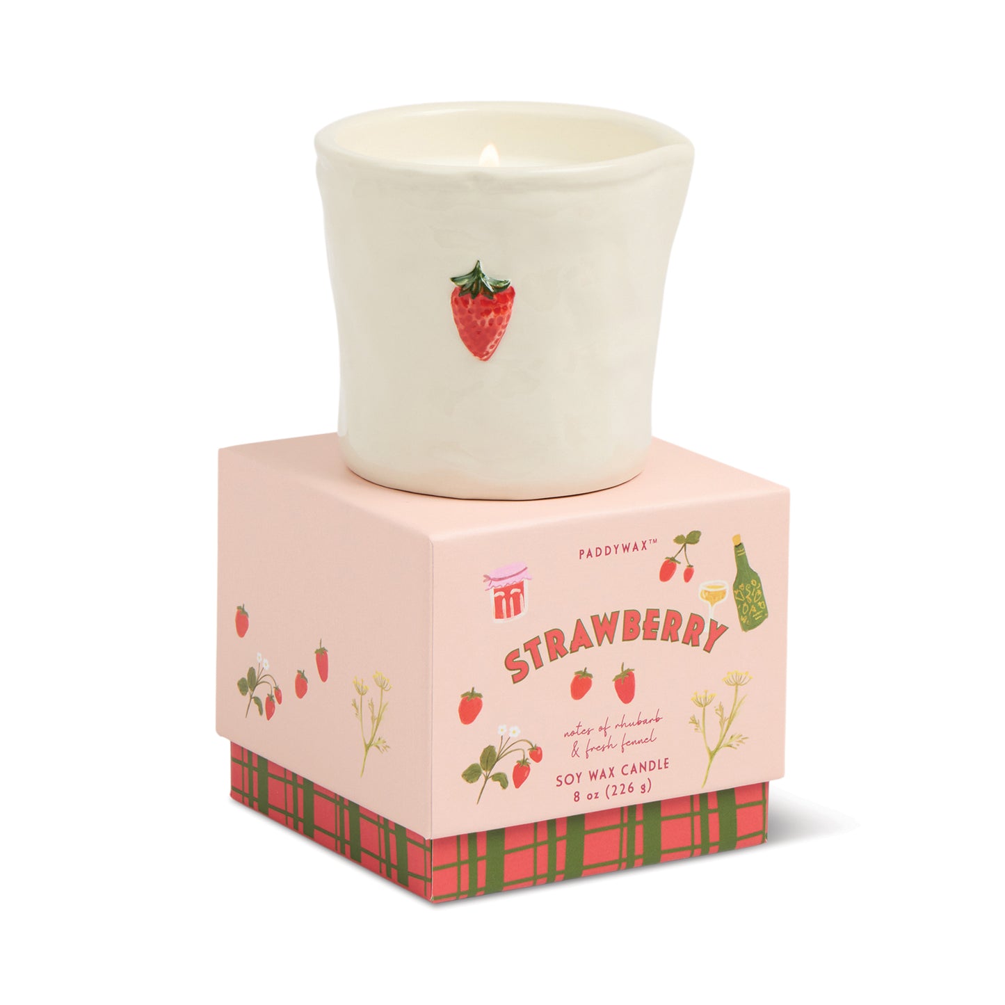 Paddywax Bistro 6oz White Ceramic Candle 6oz - Strawberry