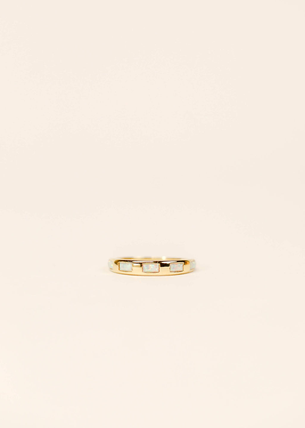 JaxKelly - Gold Rings -  White Opal Inset Baguette