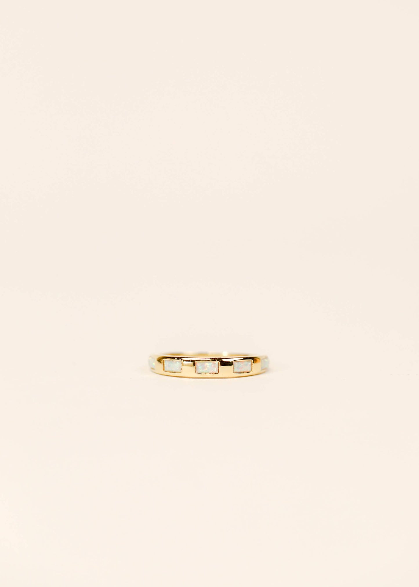 JaxKelly - Gold Rings -  White Opal Inset Baguette