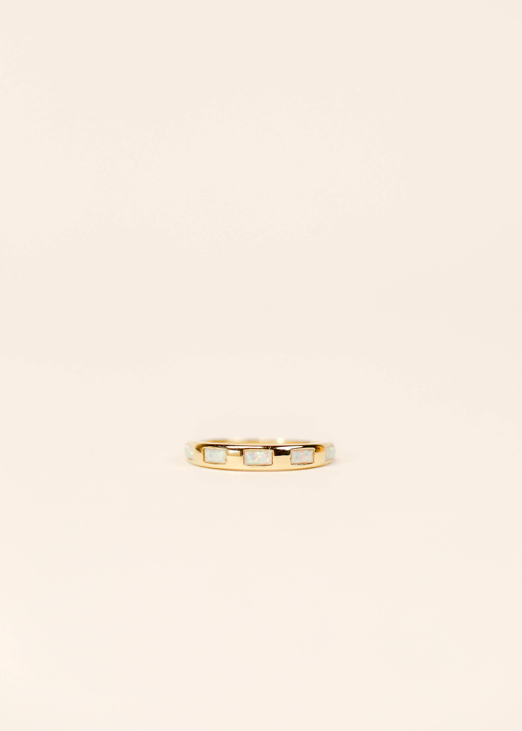 JaxKelly - Gold Rings -  White Opal Inset Baguette