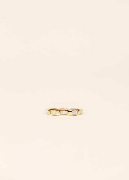JaxKelly - Gold Rings -  White Opal Inset Baguette
