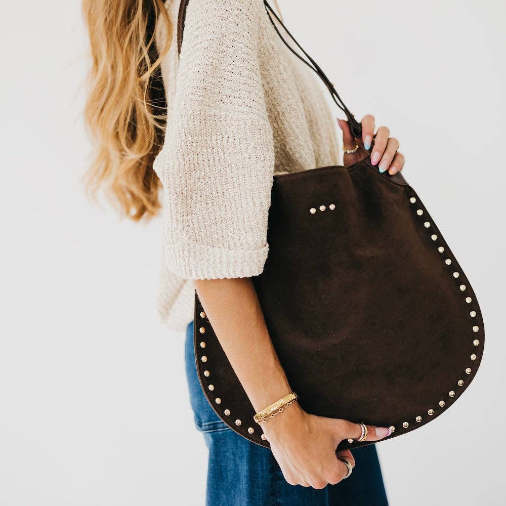 Pretty Simple - Rosalie Rivet Suede Hobo Bag