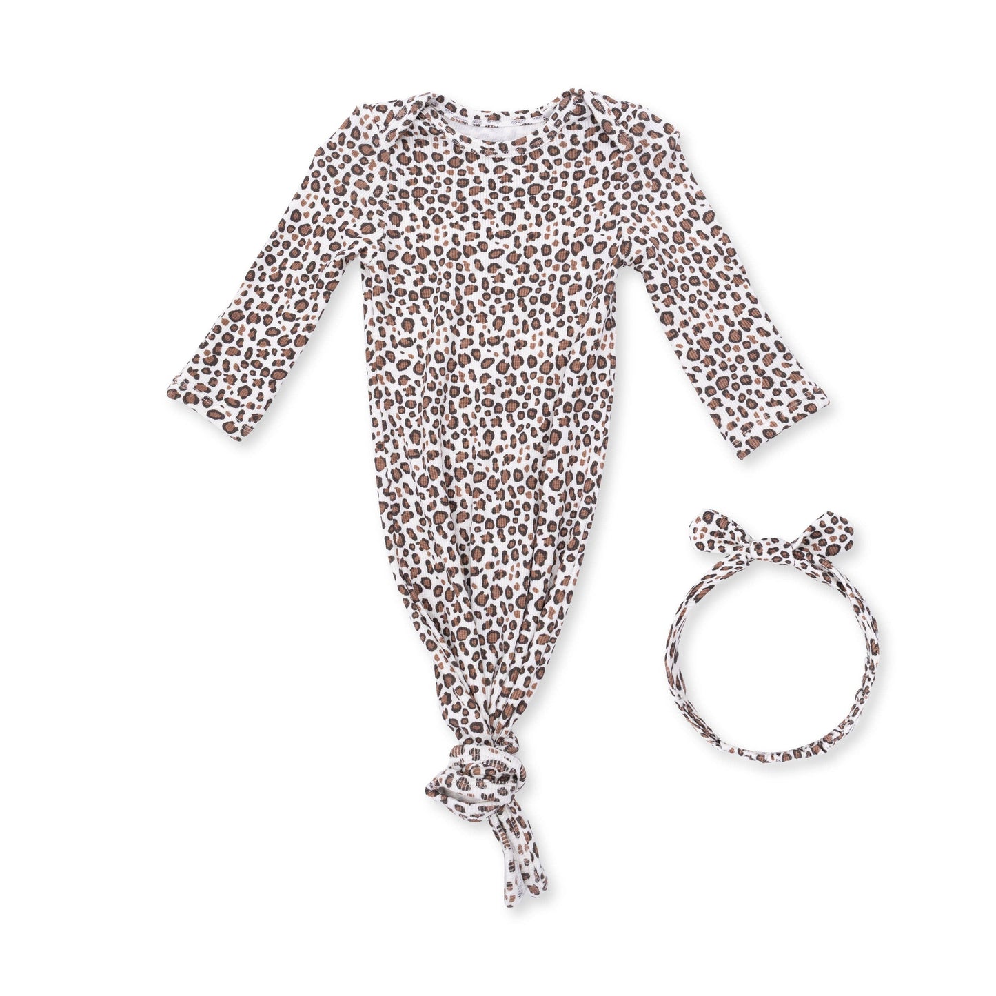 Angel Dear - Leopard Rib - Knotted Gown and Knot Headband
