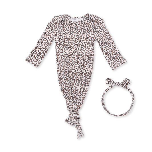 Angel Dear - Leopard Rib - Knotted Gown and Knot Headband