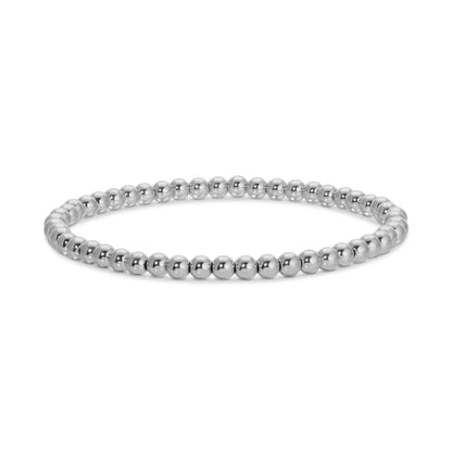 Splendid Iris - 4mm Bead Stretch Bracelets - Silver