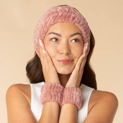 KITSCH - Spa Headband and Wristlets 3pc Set - Terracotta