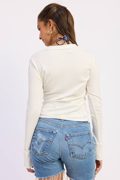 Leni Raw Edge Henley Top