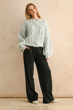 MIOU MUSE - SCALLOP EDGE CABLE KNIT CARDIGAN