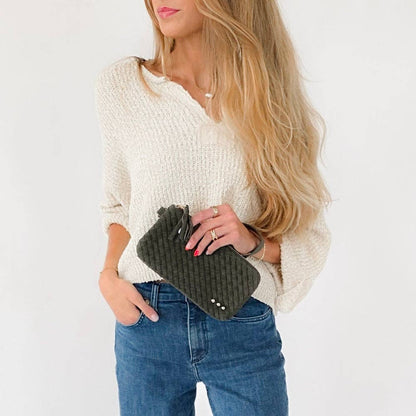 Pretty Simple - Suede Emma Woven Clutch Wristlet