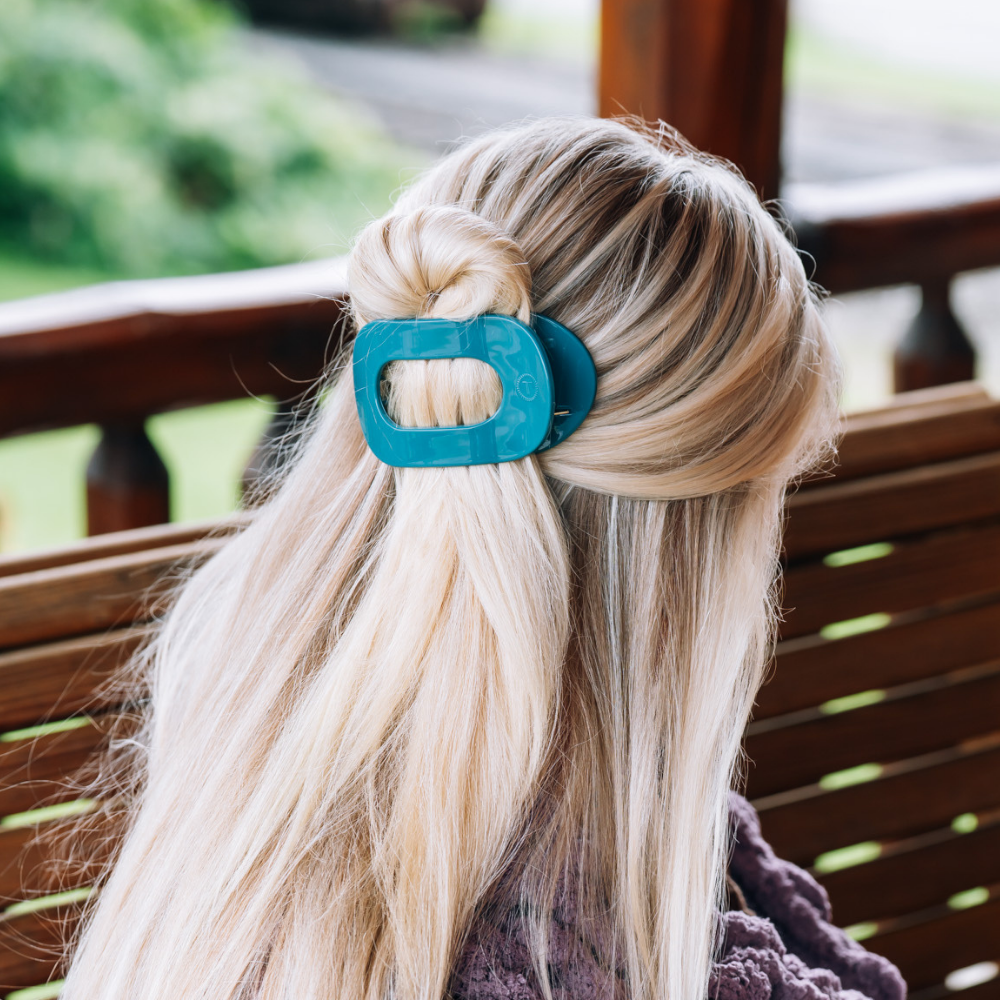 TELETIES - Teal With It Medium Flat Round Hair Clip