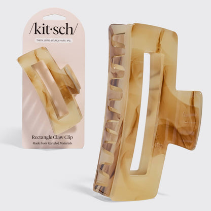 KITSCH - Recycled Plastic Jumbo Open Shape Claw Clip - Chocolate Marble