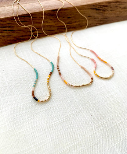 Ocean Breakup - Thin Beaded Necklace - Desert Collection