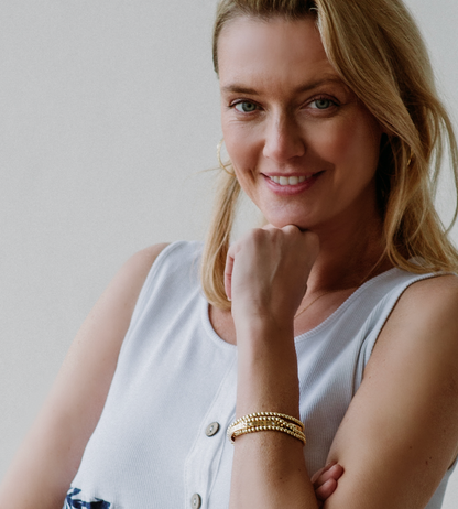 Splendid Iris - 4mm Bead Stretch Bracelets - Silver