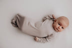 Three Little Tots - Harbor Mist Taupe Knotted Gown