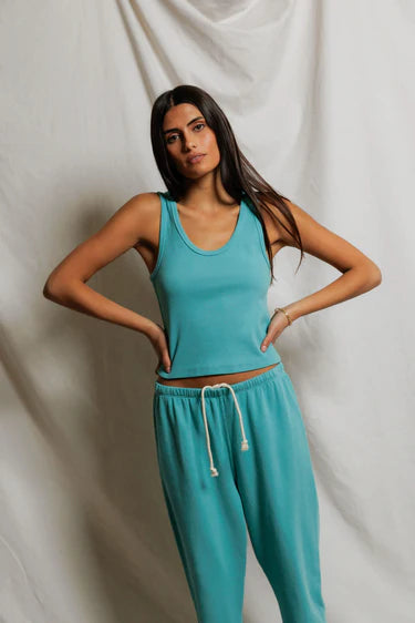 perfectwhitetee blondie rib tank - teal blue