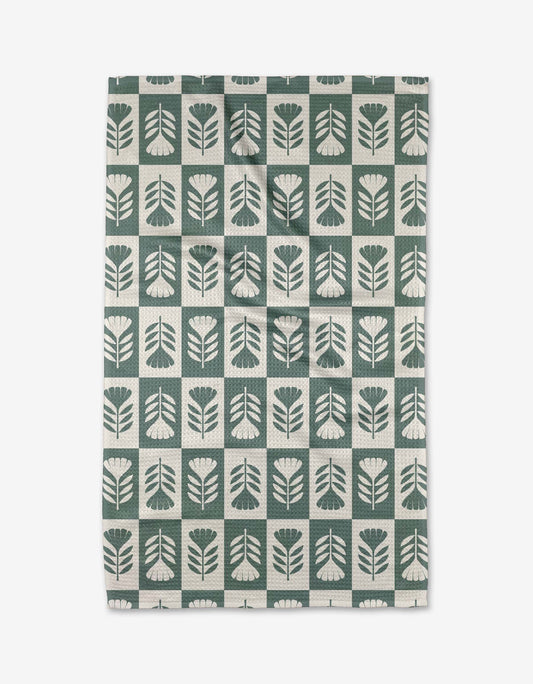 Geometry - Green Flower Patch Tea Towel
