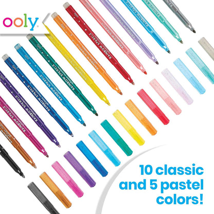 OOLY - Rainbow Sparkle Glitter Markers - Set of 15