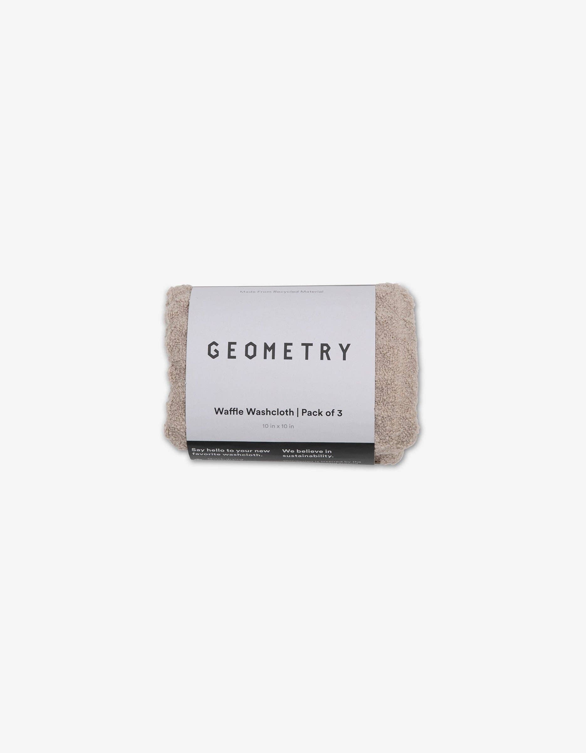 Geometry - Taupe Waffle Washcloth Set