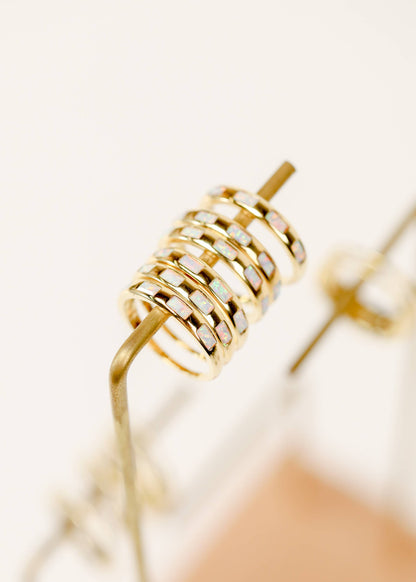 JaxKelly - Gold Rings -  White Opal Inset Baguette