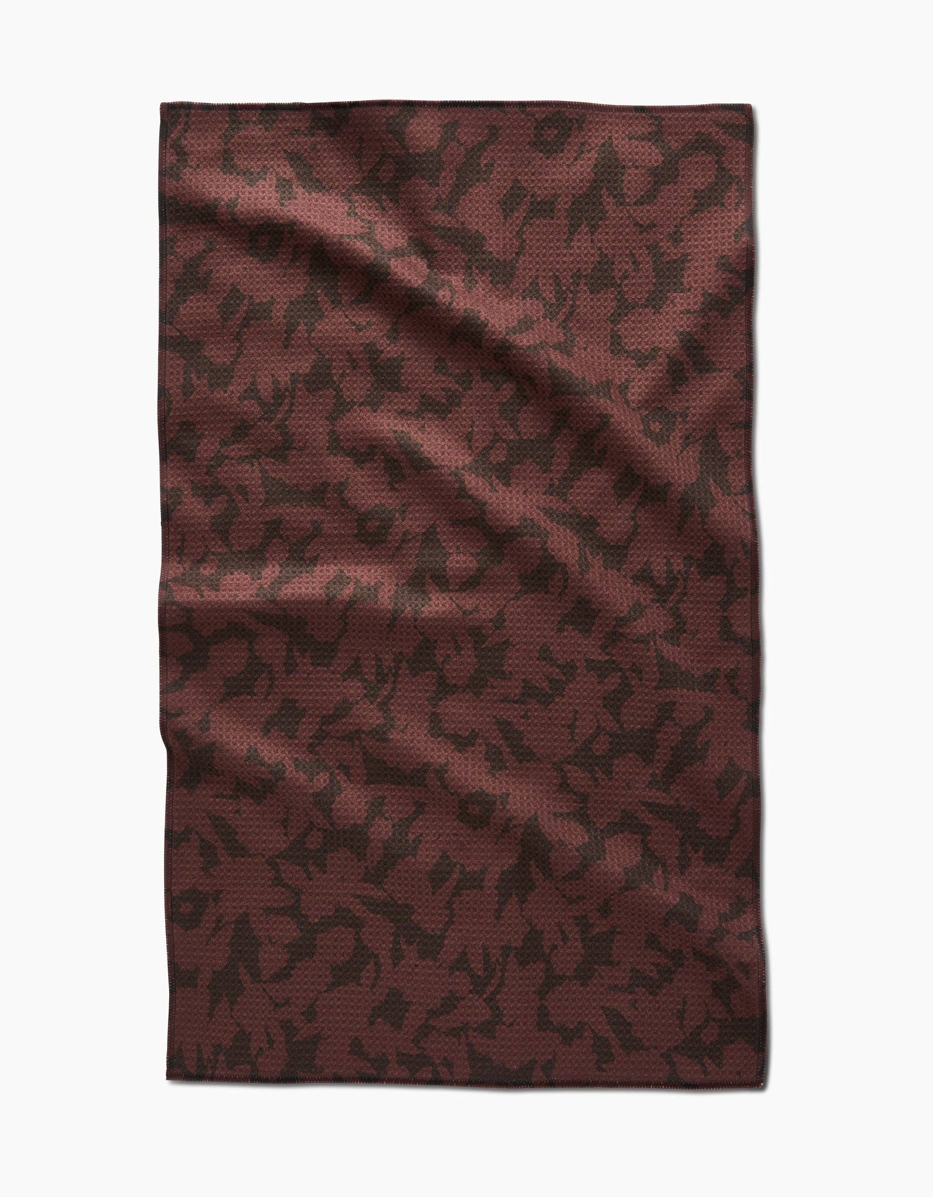 Geometry - Wild Wood Maroon Tea Towel