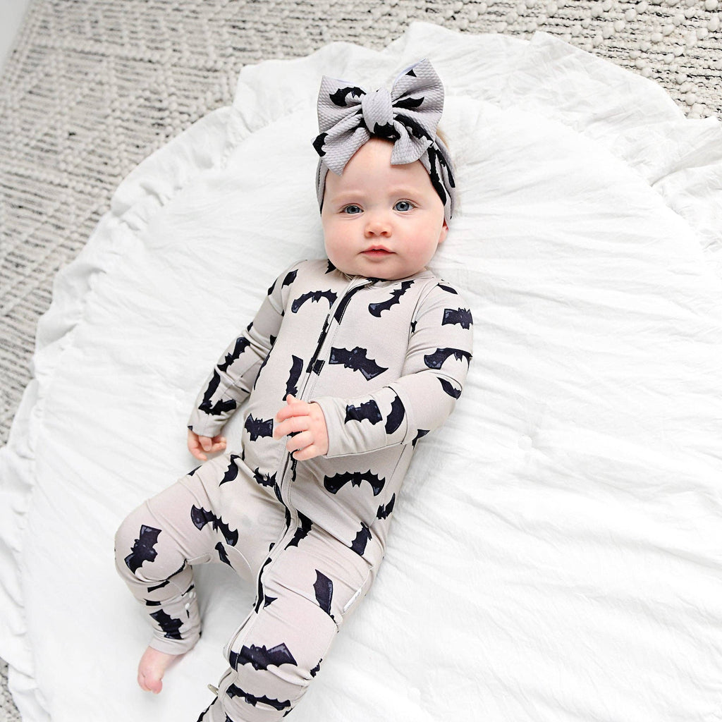 Gigi and Max - Vlad Gray Bats ZIP Bamboo Halloween One-Piece
