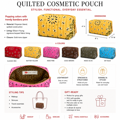 Ellison+Young - Ellison+Young Bandana Cosmetic Case, Everyday Travel Pouch