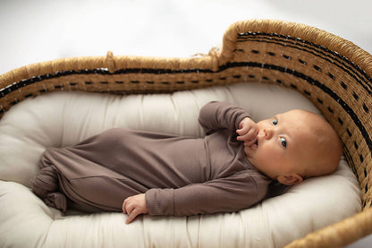 Three Little Tots - Cocoa Brown Ribbed Knotted Newborn Baby Gown sleepwear