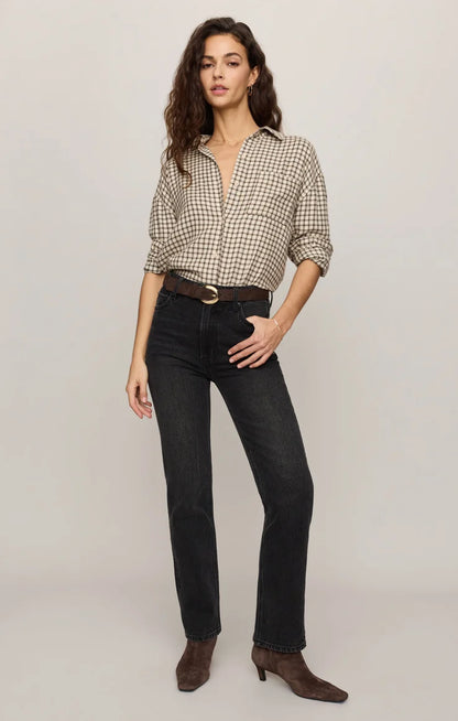 Z Supply River Plaid Button Up - Dark Chocolate