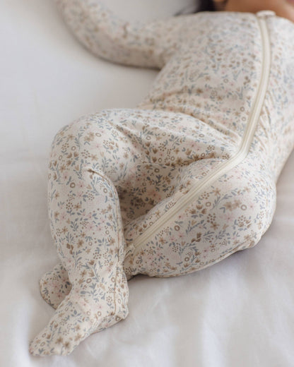 Quincy Mae - Bamboo Zip Footie Bloom