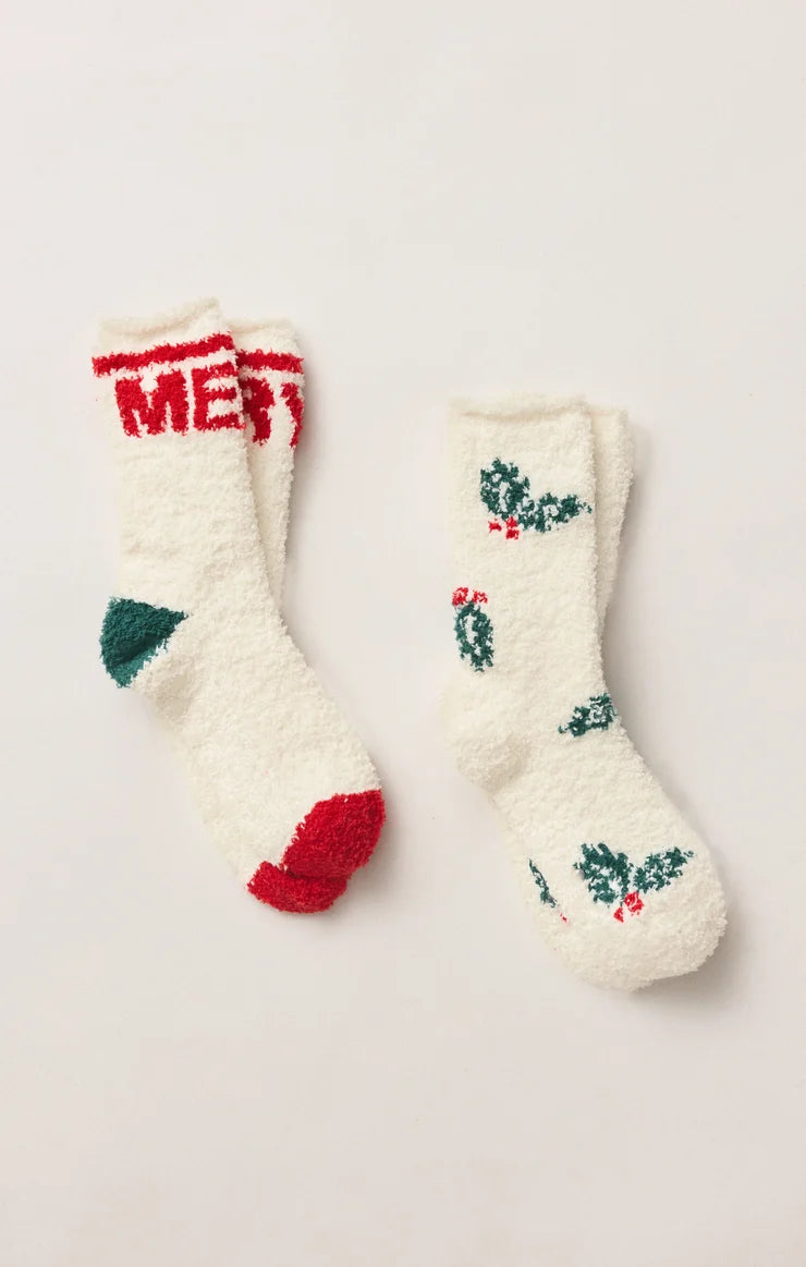 Z Supply Merry Holiday Socks - 2 Pack