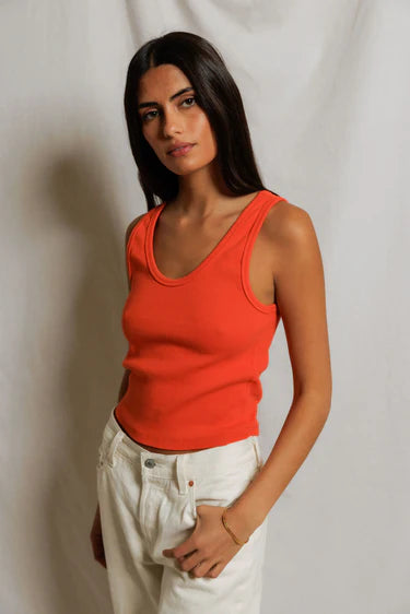 perfectwhitetee - blondie rib tank - clementine