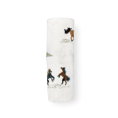 Little Unicorn - Stretch Knit Swaddle Blanket - Wild Horses