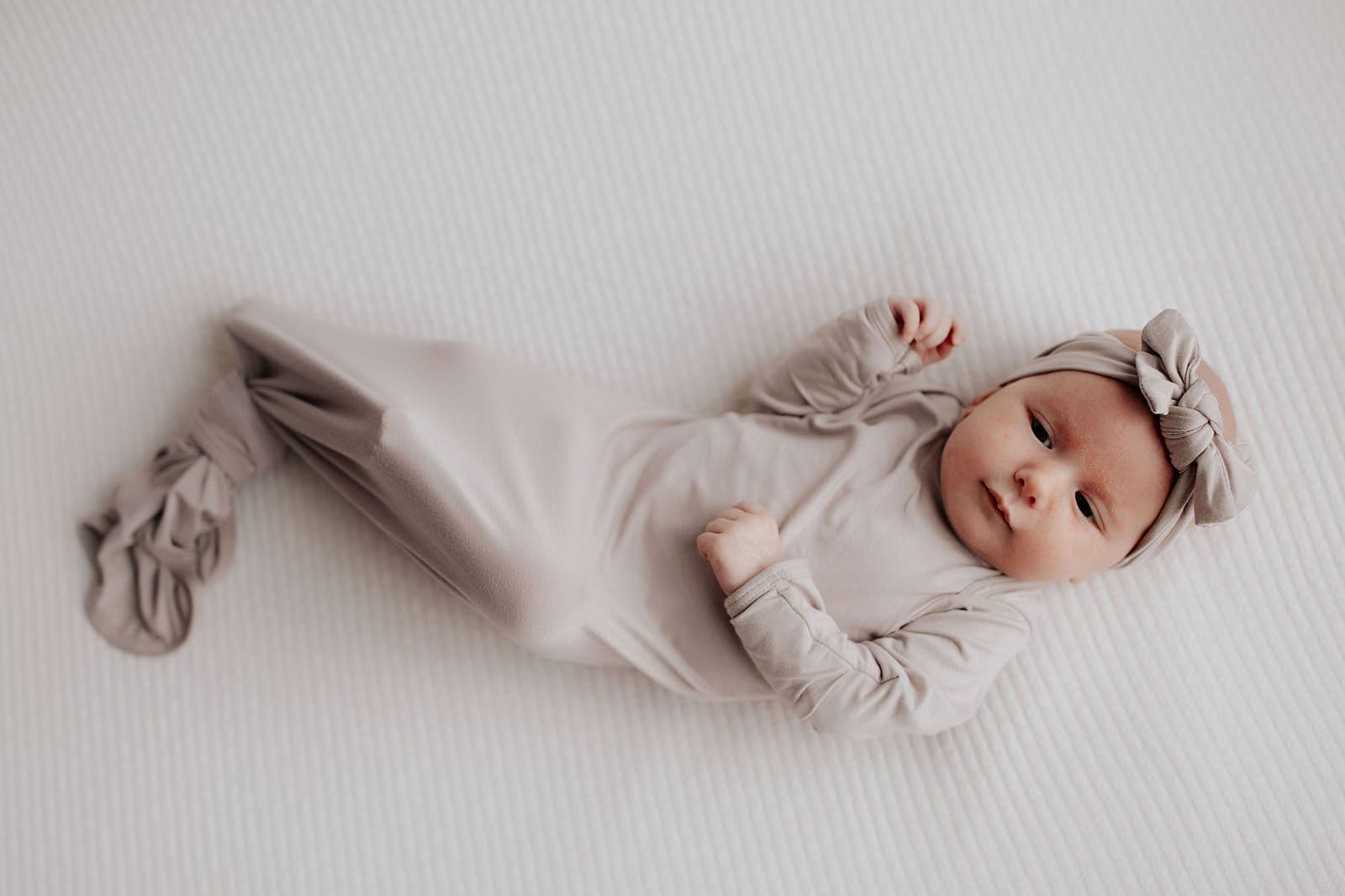 Three Little Tots - Harbor Mist Taupe Knotted Gown