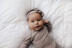 Three Little Tots - Harbor Mist Taupe Knotted Gown