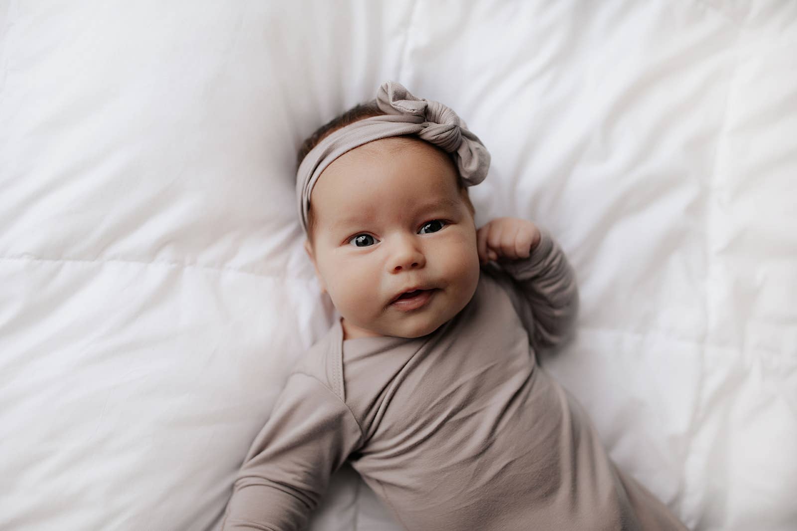 Three Little Tots - Harbor Mist Taupe Knotted Gown