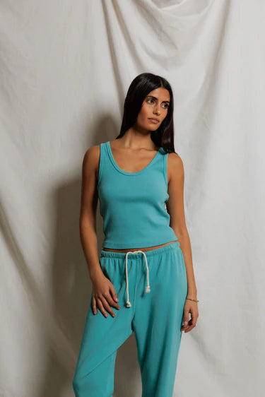perfectwhitetee blondie rib tank - teal blue