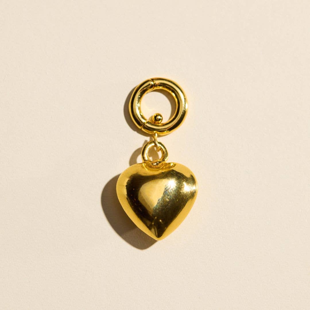 Nickel and Suede - Gold Puffy Heart Charm