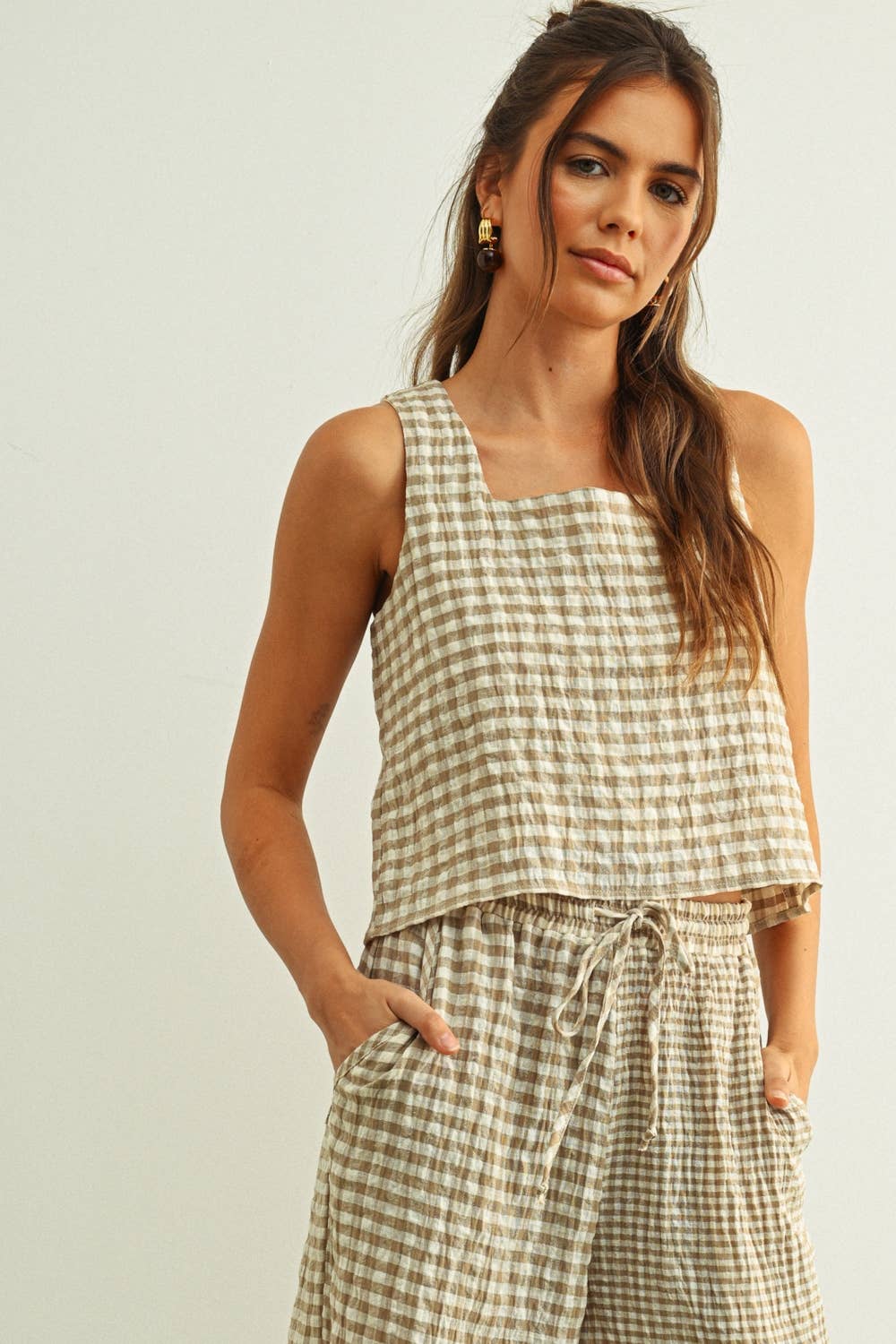 Jillian Gingham Sleeveless Top