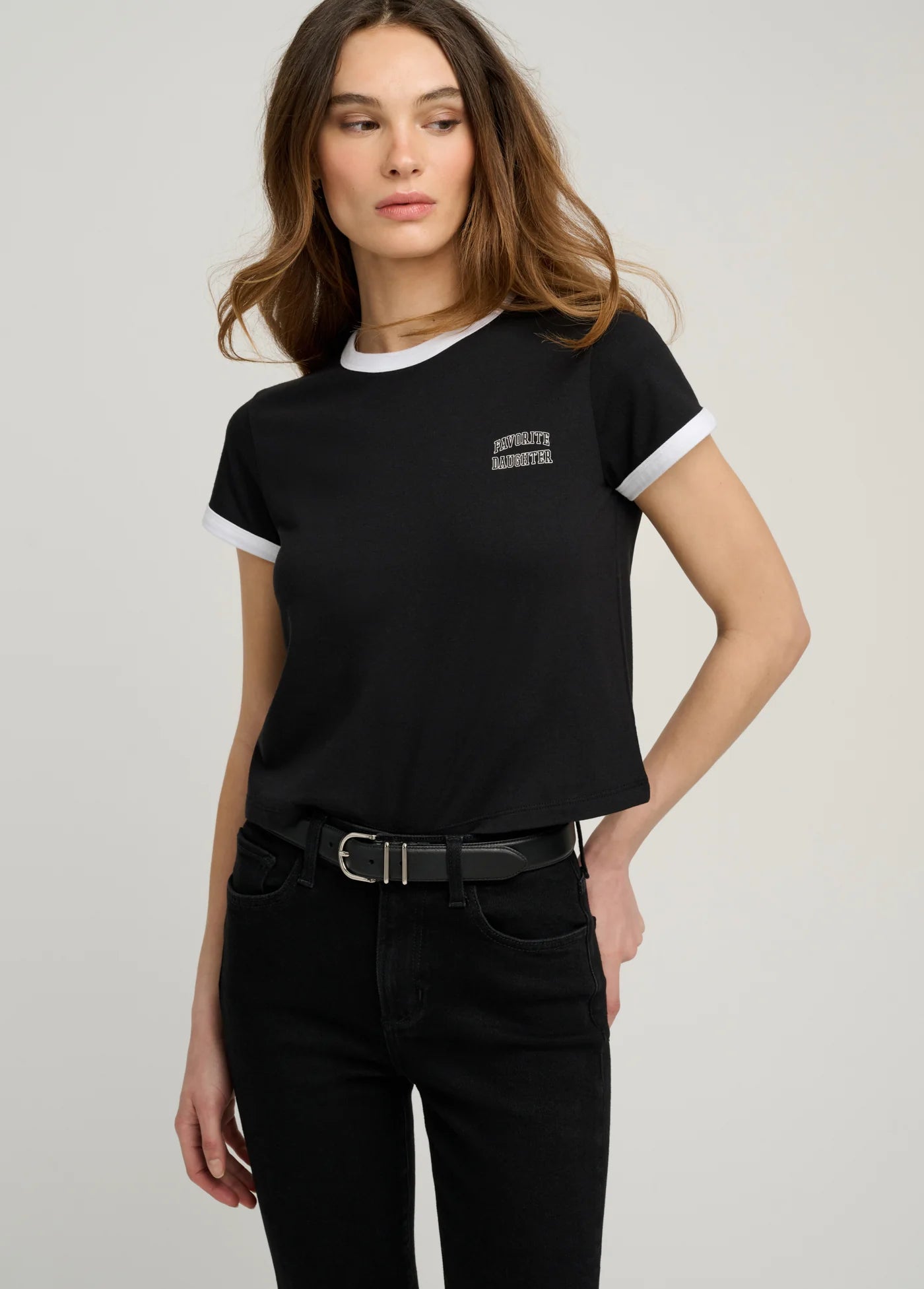 favorite daughter - ringer tee - black/off-white