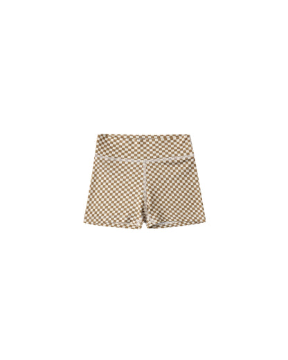 RYLEE + CRU SWIFT SPORTS BRA OCRE CHECK