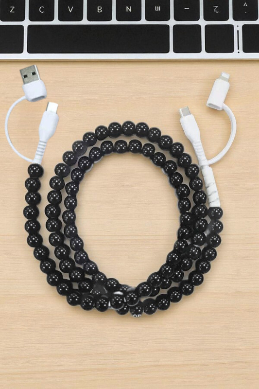 Nash Grey - Updated Black Beaded Cord Phone Charger