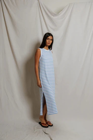 perfectwhitetee - lanell stripe dress - pacific blue