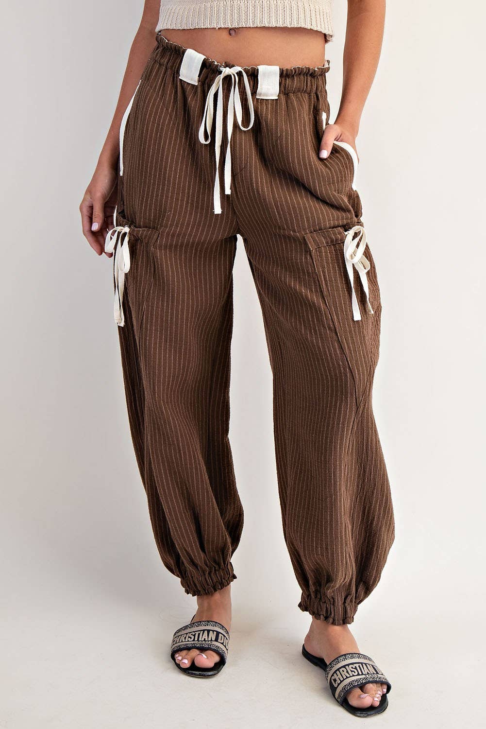 Clara Striped Drawstring Jogger Pants