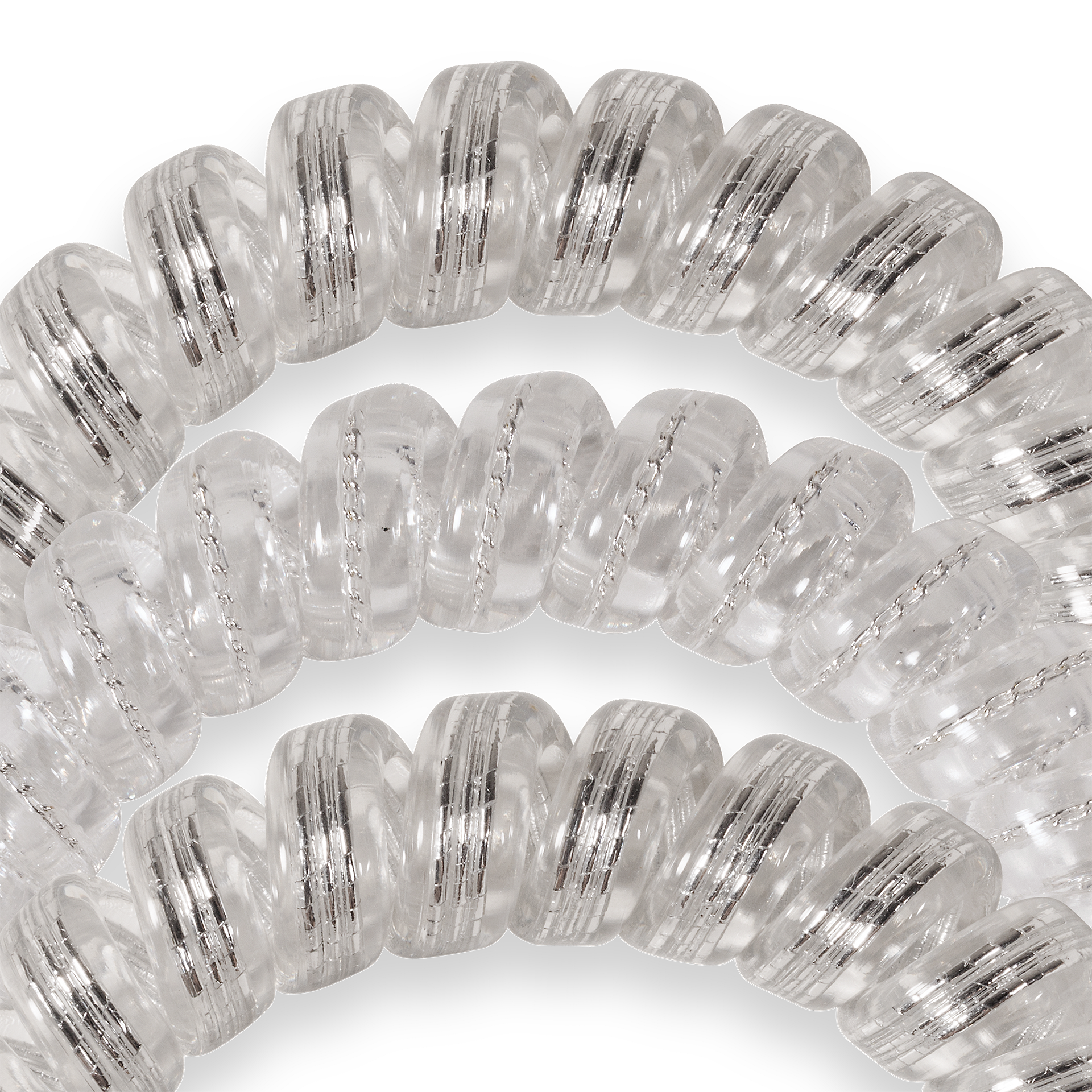 TELETIES - Spiral Hair Coils | Large | Silver Slay Hair Ties