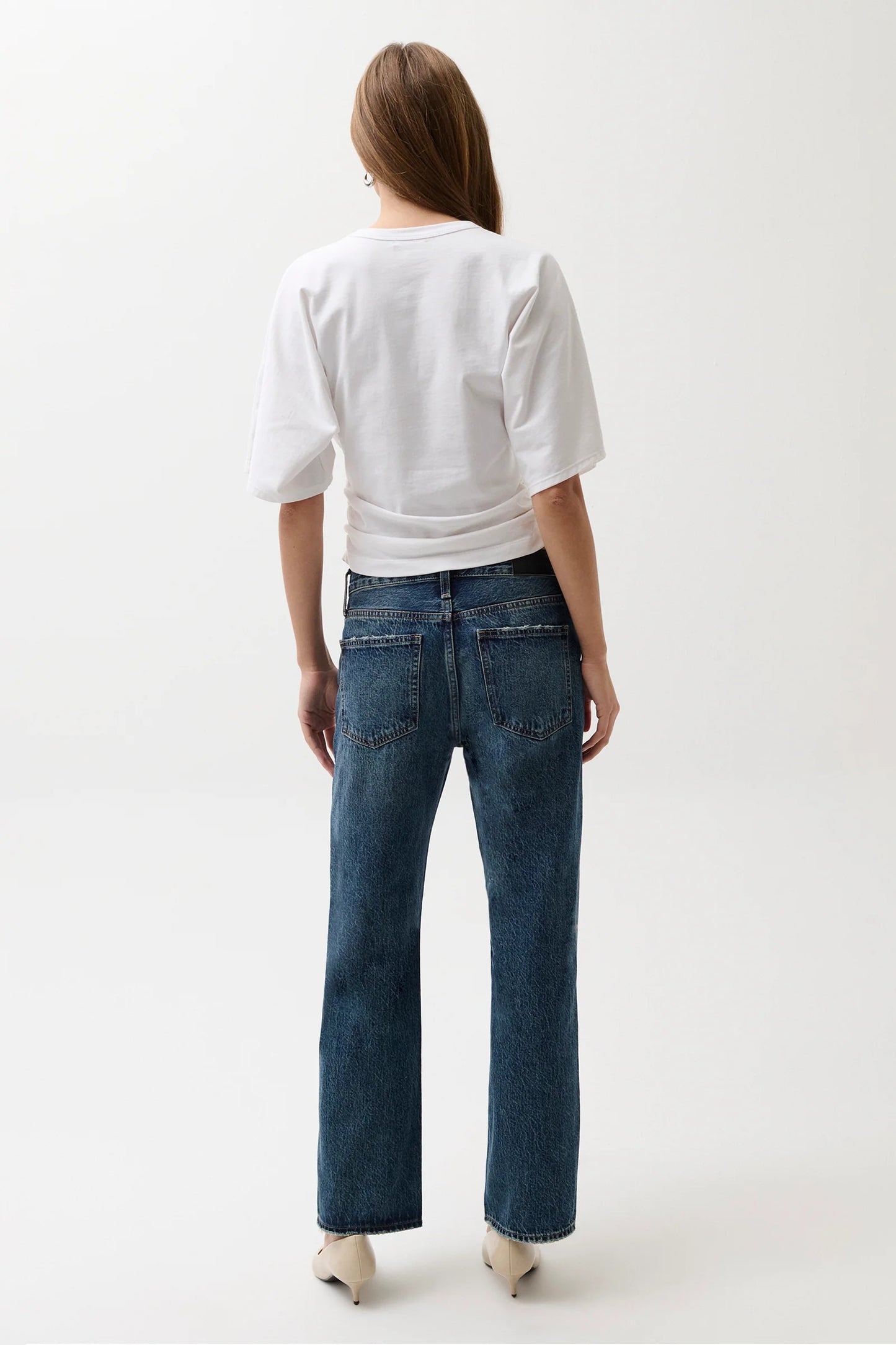 Pistola Lexi Mid Rise Bowed Straight Denim Jeans - Moonwave